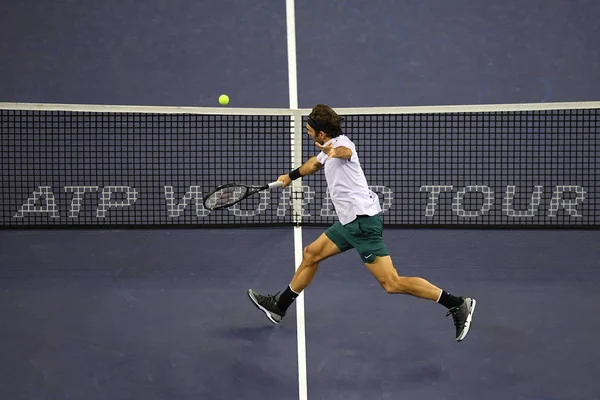 Roger Federer Svájc Adja Eredményül Egy Lövés Richard Gasquet Francia — Stock Fotó