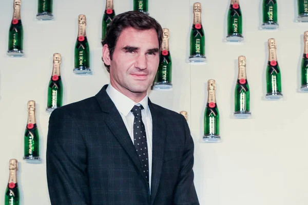 Tenista Suíço Roger Federer Posa Moet Chandon Party Durante Torneio — Fotografia de Stock