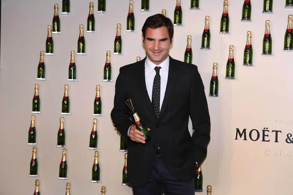 Švýcarský Tenista Roger Federer Představuje Moet Chandon Party Během Tenisový — Stock fotografie