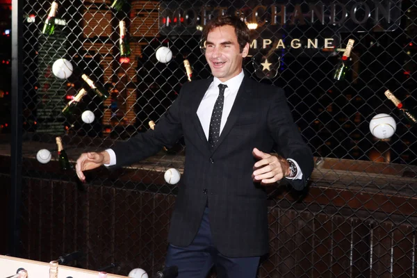 Švýcarský Tenista Roger Federer Představuje Moet Chandon Party Během Tenisový — Stock fotografie