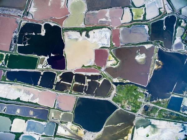 Vue Aérienne Lac Salé Coloré Yuncheng Célèbre Lac Salé Intérieur — Photo