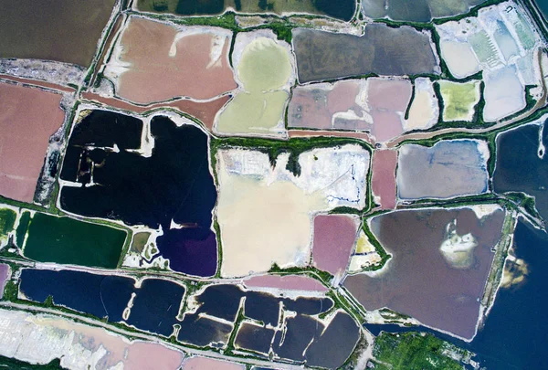 Letecký Pohled Barevné Solné Jezero Yuncheng Světoznámý Vnitrozemské Slané Jezero — Stock fotografie