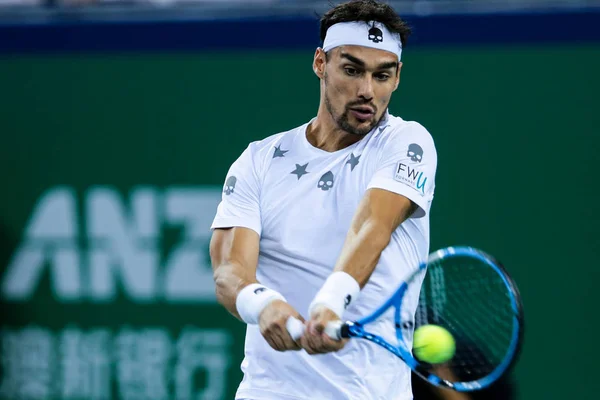 Fabio Fognini Italia Devuelve Una Oportunidad Fernando Verdasco España Primer — Foto de Stock