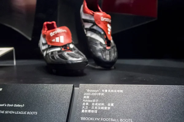 Paio Brooklyn Football Boots Indossati David Beckham Mostra Durante Mostra — Foto Stock