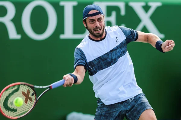 Paolo Lorenzi Italia Devuelve Una Oportunidad Aljaz Bedene Inglaterra Primer — Foto de Stock