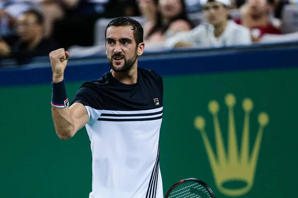 Marin Cilic Croacia Reacciona Después Anotar Contra Kyle Edmund Inglaterra — Foto de Stock