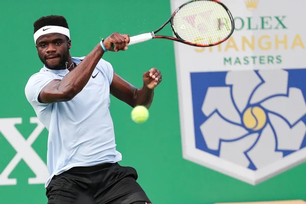 Frances Tiafoe America Torna Benoit Paire Francia Nella Loro Prima — Foto Stock