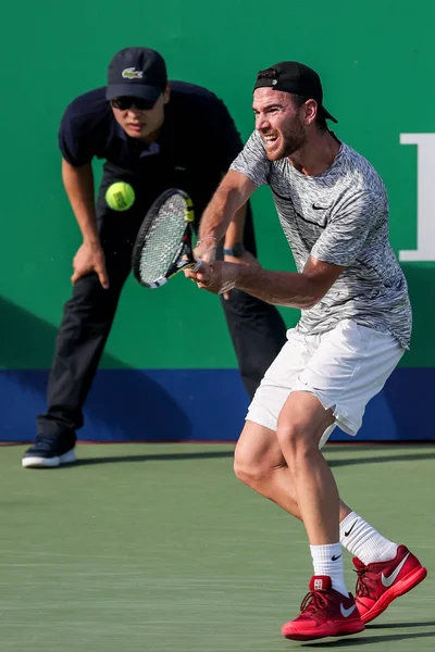 Adrian Mannarino Francia Torna Colpo Kevin Anderson Del Sudafrica Nella — Foto Stock