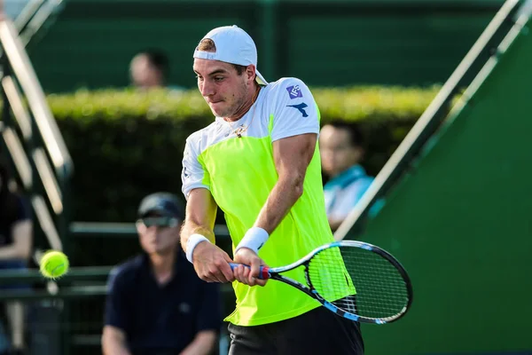 Jan Lennard Struff Germany Returns Shot Mischa Zverev Germany First — стоковое фото