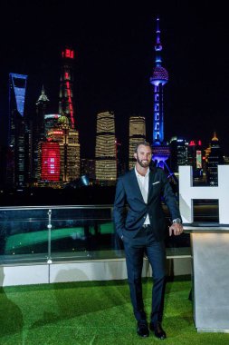 American golfer Dustin Johnson poses during a press conference for Hublot in Shanghai, China, 23 October 2017. clipart