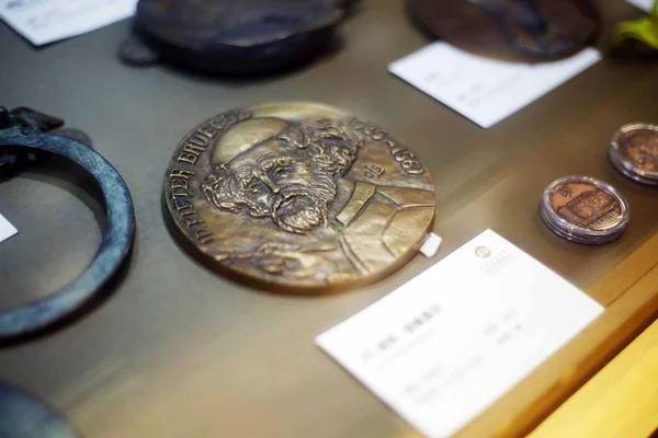 Una Medalla Hungría Exhibe Exposición Internacional Arte Moneda Medalla Shanghai —  Fotos de Stock
