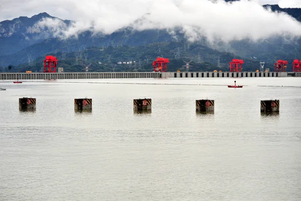 Vue Panoramique Réservoir Des Trois Gorges Dans Ville Yichang Province — Photo