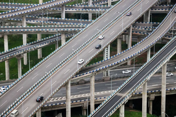 Cars Drive Five Level Huangjuewan Overpass World Most Complicated Overpass — стоковое фото