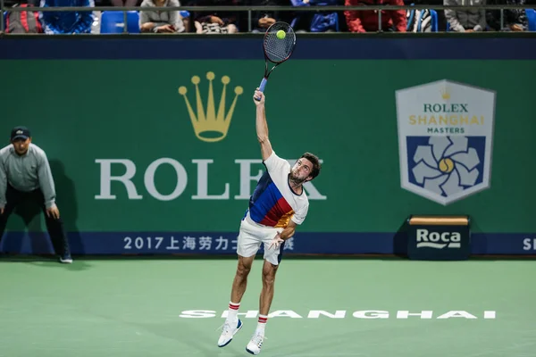 Gilles Simon Franciaország Szolgál Ellen Richard Gasquet Francia Férfi Kislemez — Stock Fotó