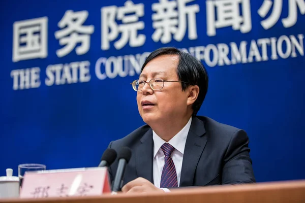 Zhi Xing Szóvivője People Republic China Nemzeti Statisztikai Hivatal Beszél — Stock Fotó