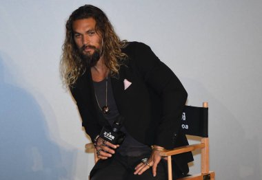 American actor and model Jason Momoa attends a press conference for his movie 