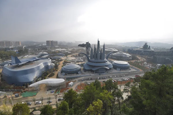 Vista Aérea Del Sitio Construcción Del Parque Temático Realidad Virtual — Foto de Stock