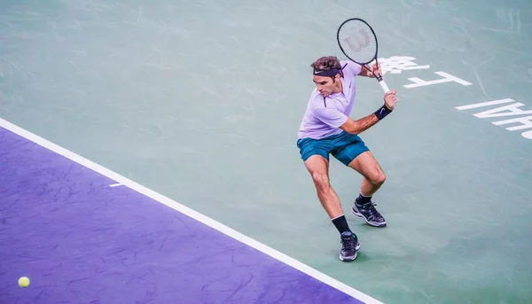 Roger Federer Suisse Retourne Tir Diego Schwartzman Argentine Dans Leur — Photo