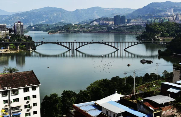 Vista Del Three Gorges Reservoir Dopo Che Progetto Three Gorges — Foto Stock