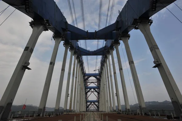 Ponte Jinshajiang Está Sendo Construída Longo Ferrovia Chengdu Guiyang Cidade — Fotografia de Stock