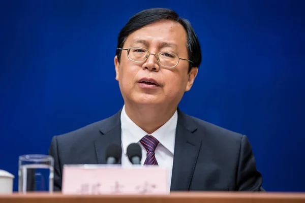Xing Zhihong Mluvčí Národní Úřad Statistiky Čínské Lidové Republiky Číny — Stock fotografie