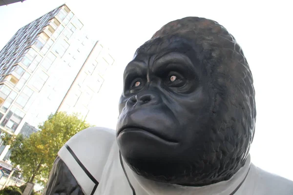 Uitzicht Een Gorilla Sculptuur Straat Nan City Oost Chinese Provincie — Stockfoto