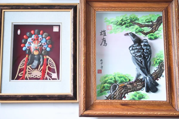 View Stone Paintings Created Year Old Chinese Folk Artist Wen — стоковое фото