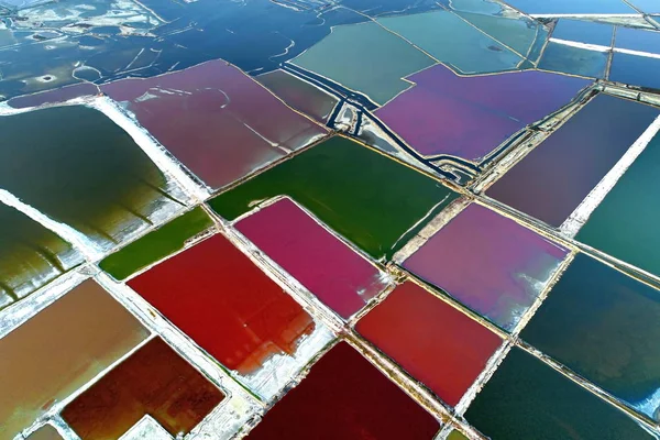 Aerial View Palette Salt Lake Yuncheng World Famous Inland Salt — Stock Photo, Image