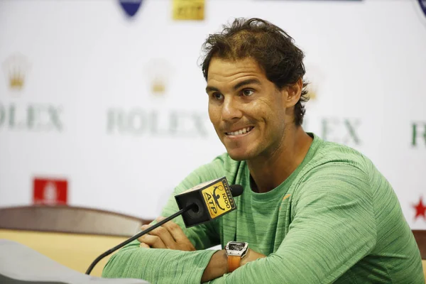 Rafael Nadal Ισπανία Αντιδρά Μια Συνέντευξη Τύπου Κατά Διάρκεια Του — Φωτογραφία Αρχείου