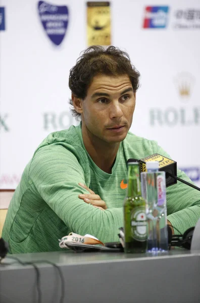 Rafael Nadal Spagna Reagisce Una Conferenza Stampa Durante Torneo Tennis — Foto Stock