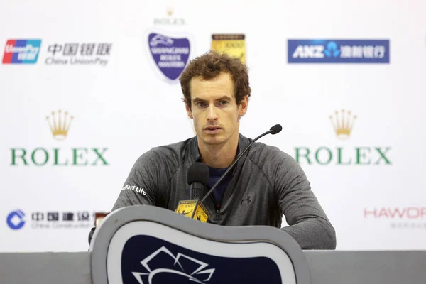 Andy Murray Brit Részt Vesz Egy Sajtótájékoztatón Előtt Első Mérkőzésen — Stock Fotó