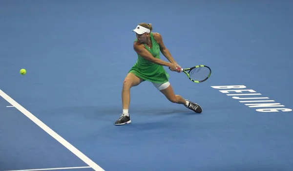 Caroline Wozniacki Danimarka Bir Atış Coco Vandeweghe Onların Kadın Şarkıları — Stok fotoğraf