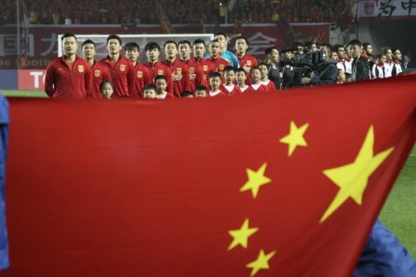 Jogadores Formação Inicial China Posam Antes Seu Grupo Jogo Contra — Fotografia de Stock