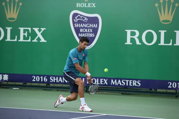 Novak Djokovic Della Serbia Partecipa Una Sessione Allenamento Torneo Tennis — Foto Stock