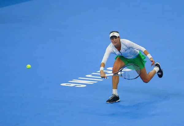 Garbine Muguruza Іспанії Повертає Постріл Petra Квітова Чеської Республіки Своїх — стокове фото