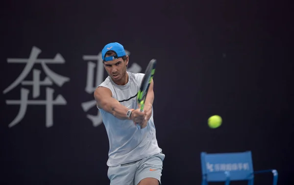 Rafael Nadal Spagna Partecipa Una Sessione Allenamento Torneo Tennis China — Foto Stock
