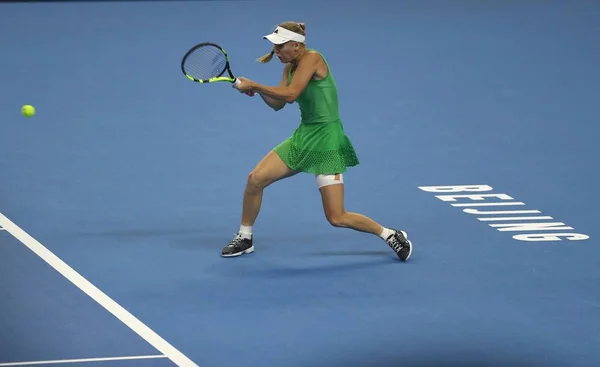 Caroline Wozniacki Dinamarca Devolve Uma Foto Para Coco Vandeweghe Dos — Fotografia de Stock