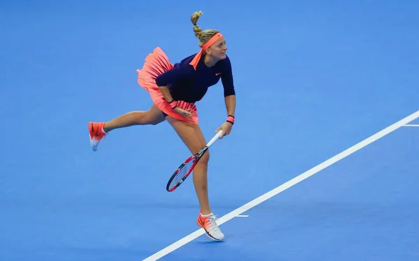 Petra Kvitova République Tchèque Sert Contre Garbine Muguruza Espagne Dans — Photo