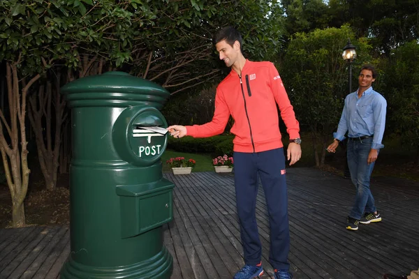 Novak Djokovic Serbia Left Takes Part Event Mail Letter His — Stock Photo, Image