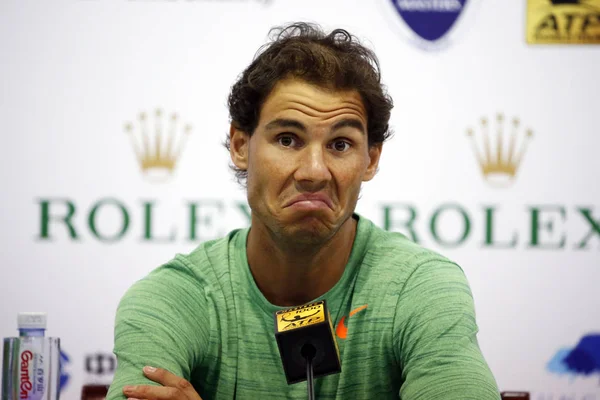 Rafael Nadal Espanha Reage Coletiva Imprensa Durante Torneio Tênis Shanghai — Fotografia de Stock