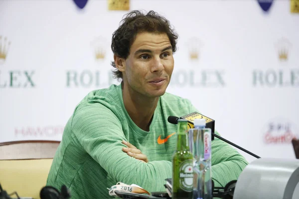 Rafael Nadal Aus Spanien Reagiert Auf Einer Pressekonferenz Während Des — Stockfoto