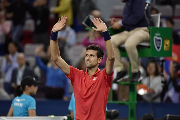 Novak Djokovic Serbie Réagit Après Avoir Battu Fabio Fognini Italie — Photo