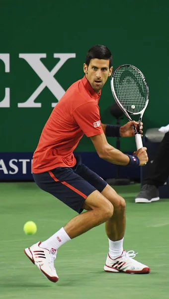 Novak Djokovic Van Servië Weer Een Schot Fabio Fognini Van — Stockfoto