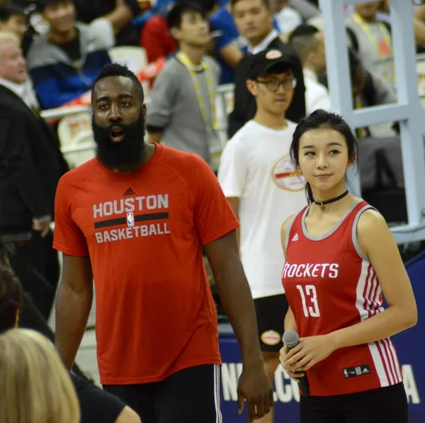 Amerikan Basketbol Yıldız James Harden Sol Houston Rockets Bir Eğitim — Stok fotoğraf