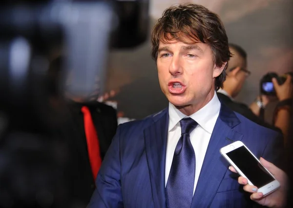 Acteur Américain Tom Cruise Est Interviewé Lors Une Première Pour — Photo