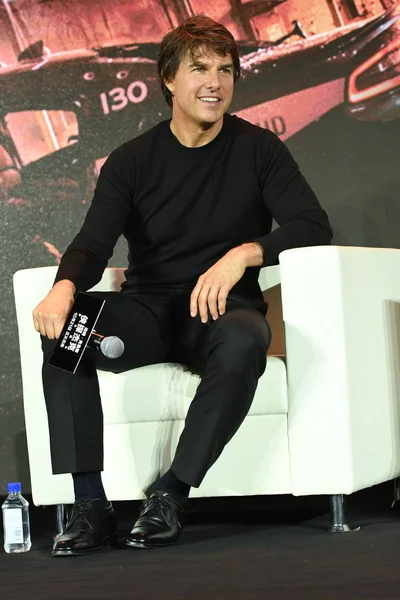Amerykanin Aktor Tom Cruise Uczęszcza Konferencji Prasowej Promowania Swojego Nowego — Zdjęcie stockowe