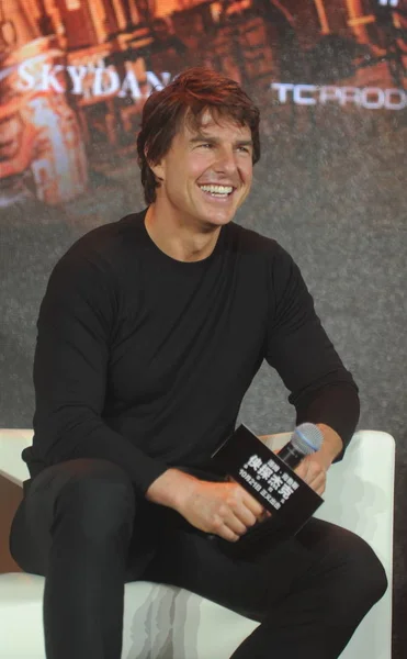 American Actor Tom Cruise Attends Press Conference Promote His New — Stock Photo, Image