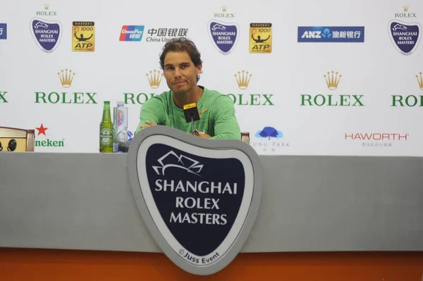 Spanya Rafael Nadal Bir Basın Toplantısında 2016 Shanghai Rolex Masters — Stok fotoğraf