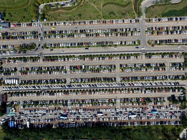 Luftaufnahme Von Fahrzeugen Auf Dem Parkplatz Des Shaolin Tempels Auf — Stockfoto