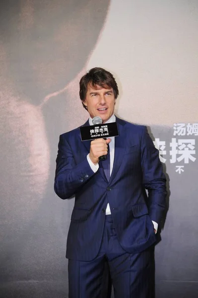 Ator Americano Tom Cruise Fala Evento Estreia Para Seu Novo — Fotografia de Stock